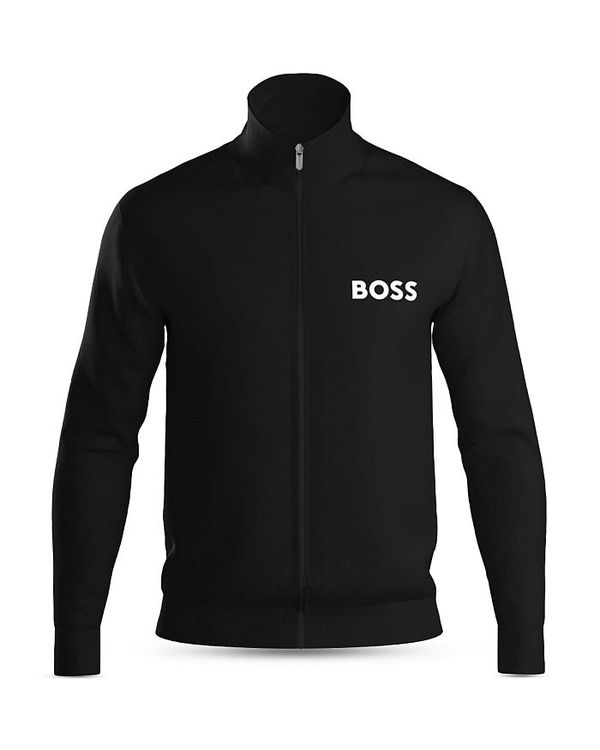 ボス メンズ アウター ジャケット・ブルゾン プリント コットン ロゴ ジャケット BOSS Ease Cotton Logo Print Full Zip Jacket Black ブラック