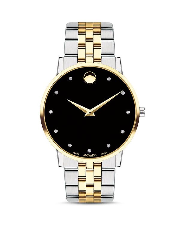 モバド レディース アクセサリー 腕時計 Movado Museum Classic Two-Tone Diamond-Index Watch 40mm Black/Gold ブラック