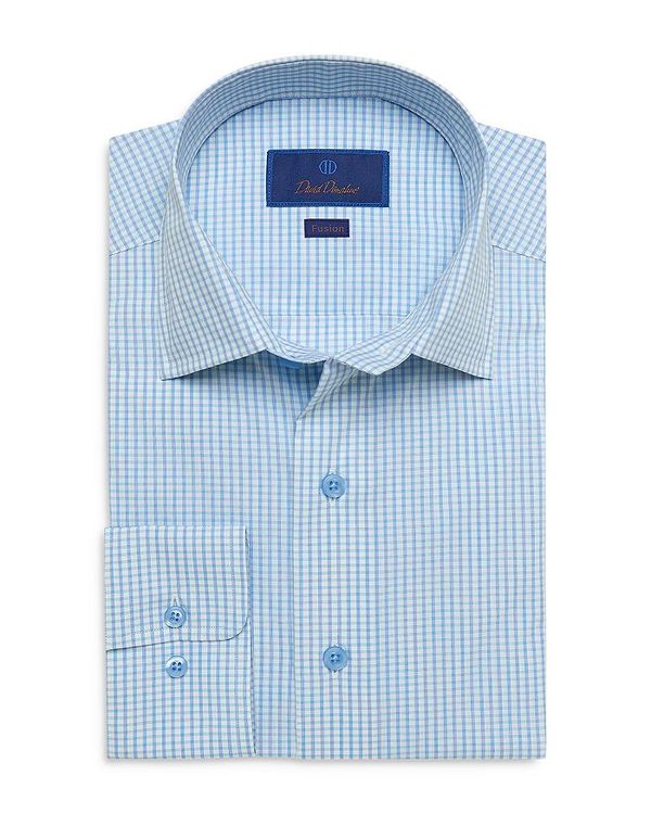 最終値下げ デイビッドドナヒュー メンズ シャツ トップス Sky And Seafoam Mini Check Fusion Shirt White Seafoam 即納特典付き Prod Bookful App