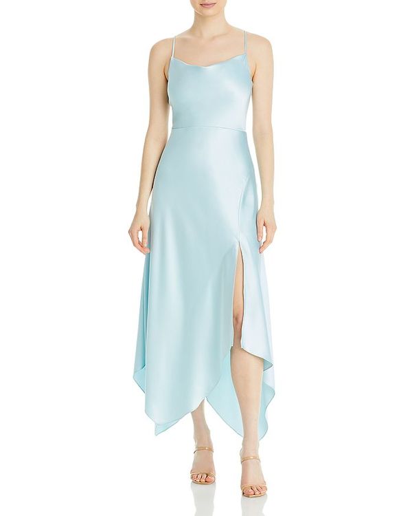 アクア レディース ワンピース トップス Satin Drape Front Dress - 100% Exclusive Aqua