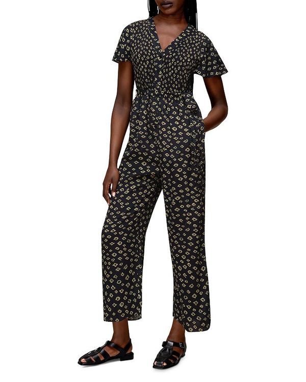 ホイッスルズ レディース ジャンプスーツ トップス Abstract Print Shirred Jumpsuit Black Multi