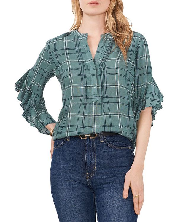 ヴィンスカムート レディース シャツ トップス Ruffled Sleeve Top Light Eucalyptus 新商品