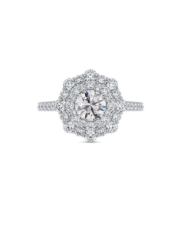 フォーエバーマーク レディース アクセサリー リング フラワー柄 フラワー De Beers Forevermark Center of My UniverseR Floral Halo Ring in 18K White Gold 1.80 ct. t.w. White ホワイト|ReVida 店