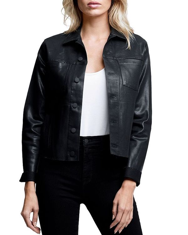 ラジャンス レディース アウター ジャケット・ブルゾン コート ジャケット L\'AGENCE Janelle Coated Trucker Jacket Saturated Black Coated ブラック｜ReVida 店