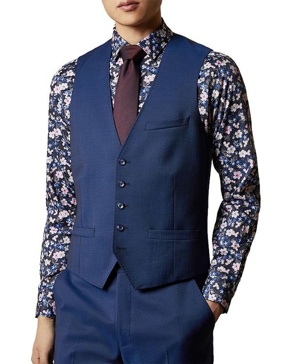 送料無料 テッドベーカー メンズ ジャケット ブルゾン アウター Franc Printed Back Suit Waistcoat Blue 最新人気 Www Ceao Com Ar