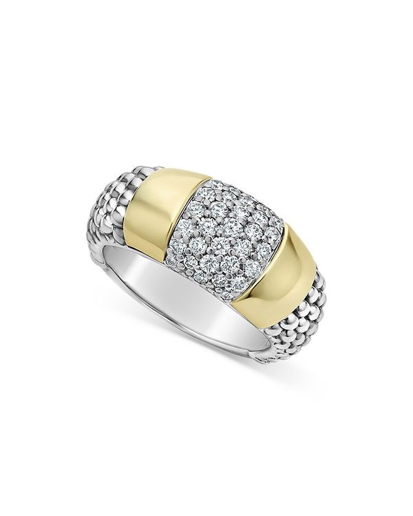 ラゴス レディース アクセサリー リング LAGOS Sterling Silver & 18K Gold High Bar Diamond Ring - 100% Exclusive Silver/Gold ゴールド