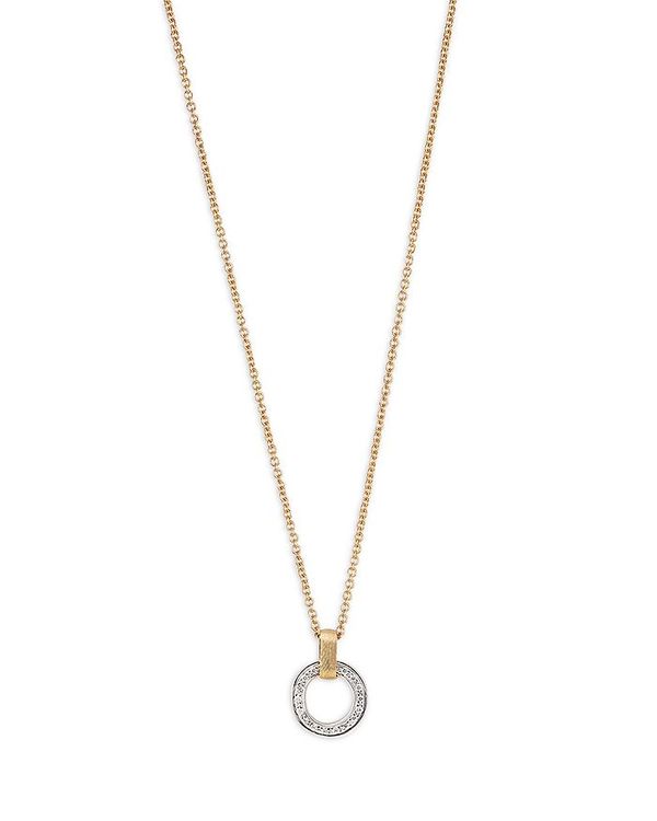 マルコ ビチェゴ レディース アクセサリー ネックレス・チョーカー・ペンダントトップ レース Marco Bicego 18K White & Yellow Gold Jaipur Link Diamond Flat Circle Pendant Necklace 16.5\