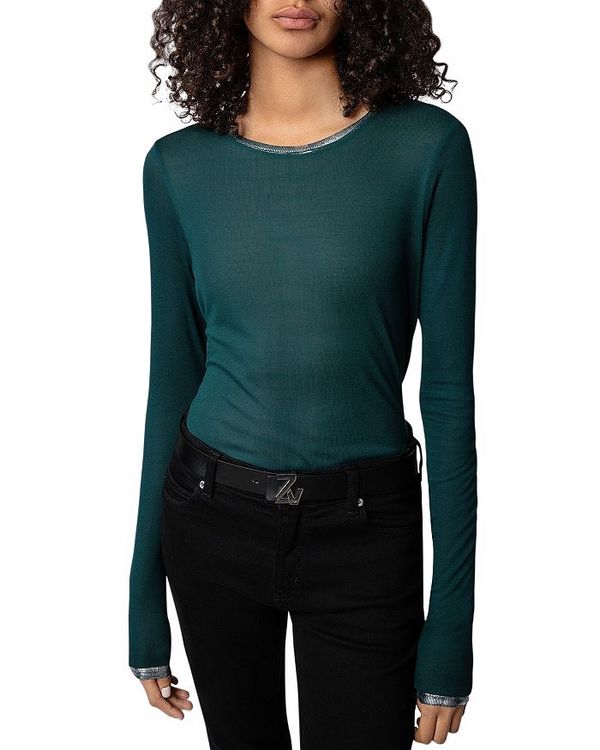 Tシャツ カットソー 送料無料 ザディグ エ ヴォルテール レディース Tシャツ トップス Willy Foil Long Sleeve Tee Peacock Revida 楽天市場店