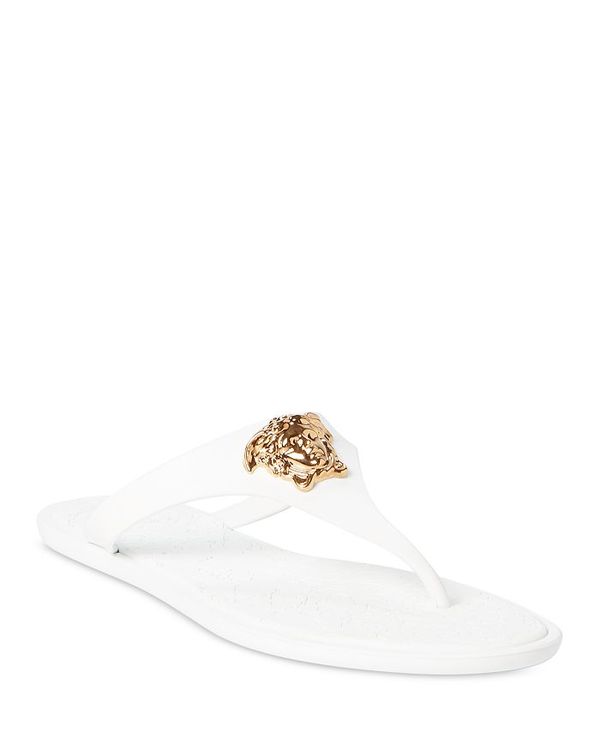 日本産】 ヴェルサーチ レディース サンダル シューズ Women's Gomma Thong Slide Sandals Optical White  Gold