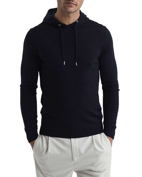 レイス メンズ アウター パーカー・スウェット レギュラーフィット ウール パーカー REISS Holland Merino Wool Solid Regular Fit Hoodie Navy ネイビー｜ReVida 店 39,520円