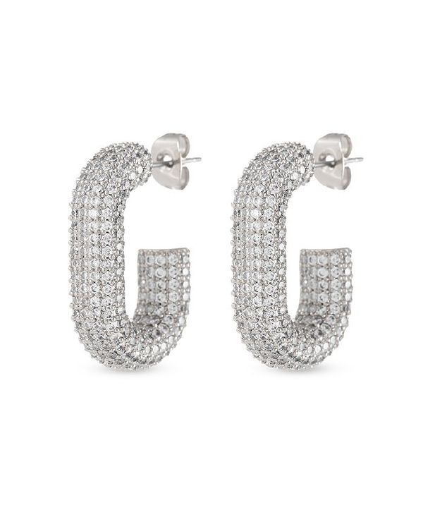 ネット限定 ラブエージェイ レディース ピアス イヤリング アクセサリー Bijou Pave J Hoop Earrings Silver Revida 店 世界有名な Cataractresearch Org