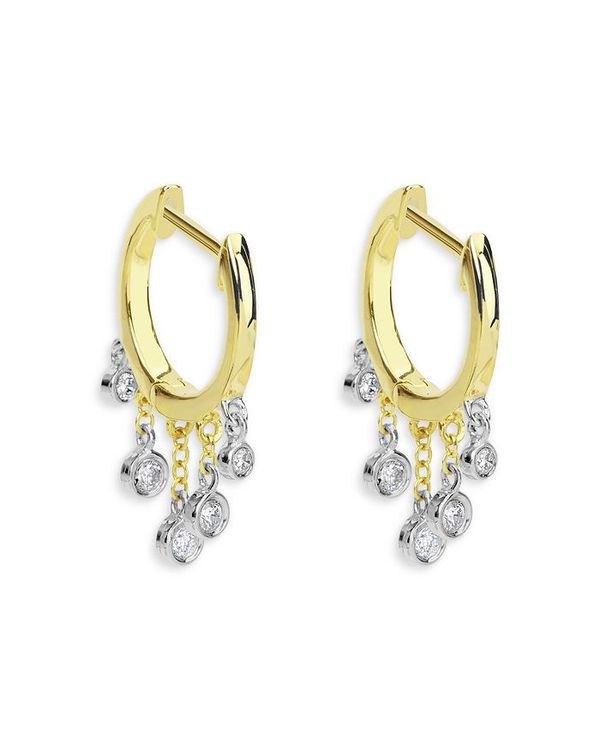 メイラティ レディース アクセサリー ピアス・イヤリング Meira T 14K White Gold & Yellow Gold Diamond Bezel Dangle Hoop Earrings White/Gold ホワイト