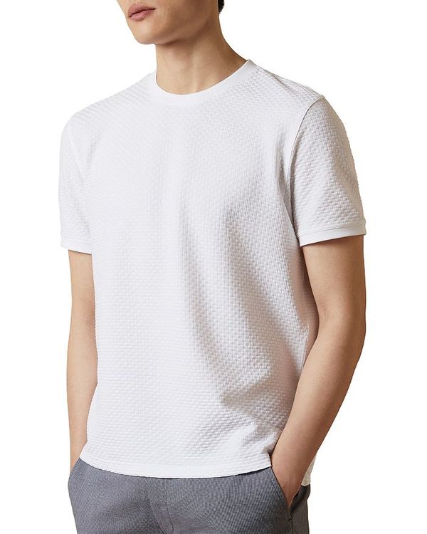ランキングや新製品 テッドベーカー メンズ Tシャツ トップス Basketweave Crewneck Shirt White 種類豊富な品揃え Mahottaripost Com Np