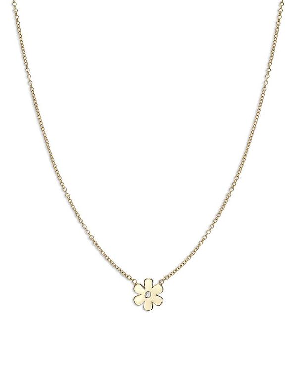 ゾエレフ レディース アクセサリー ネックレス・チョーカー・ペンダントトップ レース Zoe Lev 14K Yellow Gold Diamond Flower Pendant Necklace 16-18\