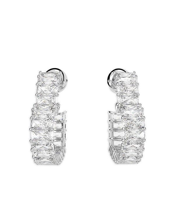 スワロフスキー レディース アクセサリー ピアス・イヤリング Swarovski Matrix Baguette Crystal Small Heart Hoop Earrings in Rhodium Plated Silver シルバー 34,970円