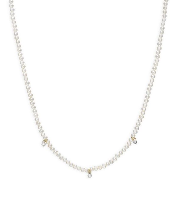 ゾエレフ レディース アクセサリー ネックレス・チョーカー・ペンダントトップ レース Zoe Lev 14K Yellow Gold Freshwater Pearl & Diamond Collar Necklace 14-16\
