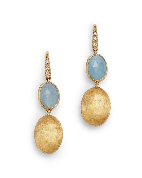 マルコ ビチェゴ レディース アクセサリー ピアス・イヤリング Marco Bicego 18K Yellow Gold Siviglia Aquamarine & Diamond Textured Bead Drop Earrings Blue/Gold ブルー