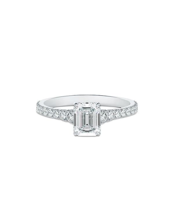 フォーエバーマーク レディース アクセサリー リング De Beers Forevermark Platinum Icon Emerald-Cut Diamond Engagement Ring Platinum エメラルド|ReVida 店