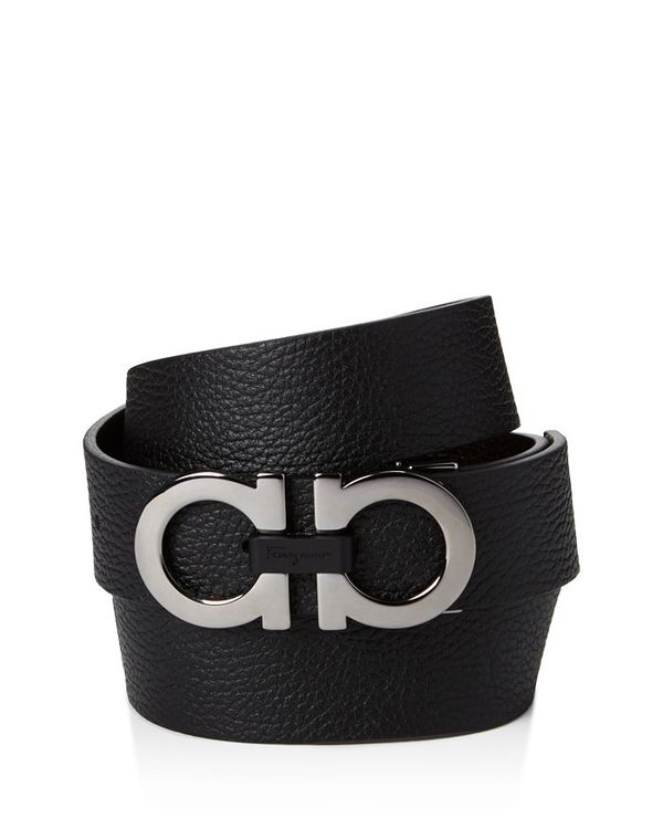フェラガモ メンズ 付属物 三尺帯 なめし革 Ferragamo Men\u0027s Double Gancini Buckle Reversible Leather Belt Black/Hickory 黒いこと