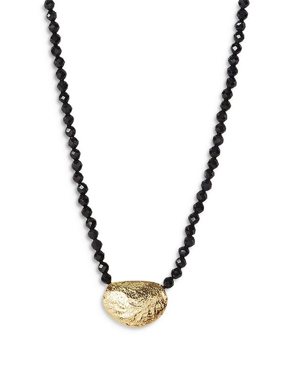 アルジェントヴィーヴォ レディース アクセサリー ネックレス・チョーカー・ペンダントトップ レース Argento Vivo 14K Gold Plated Sterling Silver & Onyx Molten Bead Necklace 14\