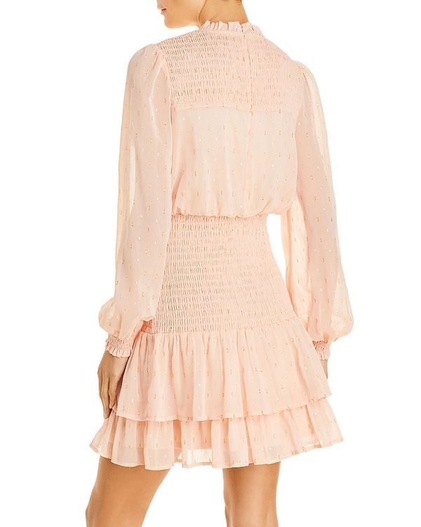 想像を超えての アクア レディース ワンピース トップス Ruffle Long Sleeve Smocked Mini Dress 100 Exclusive Blush 新版 Dfilogistics Co Id