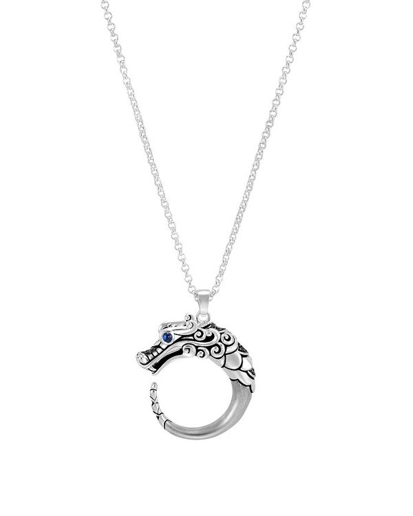 ジョン・ハーディー レディース アクセサリー ネックレス・チョーカー・ペンダントトップ レース JOHN HARDY Brushed Sterling Silver Naga Pendant Necklace with Black Sapphire Black Spinel and Blue Sapphire Eyes 16\