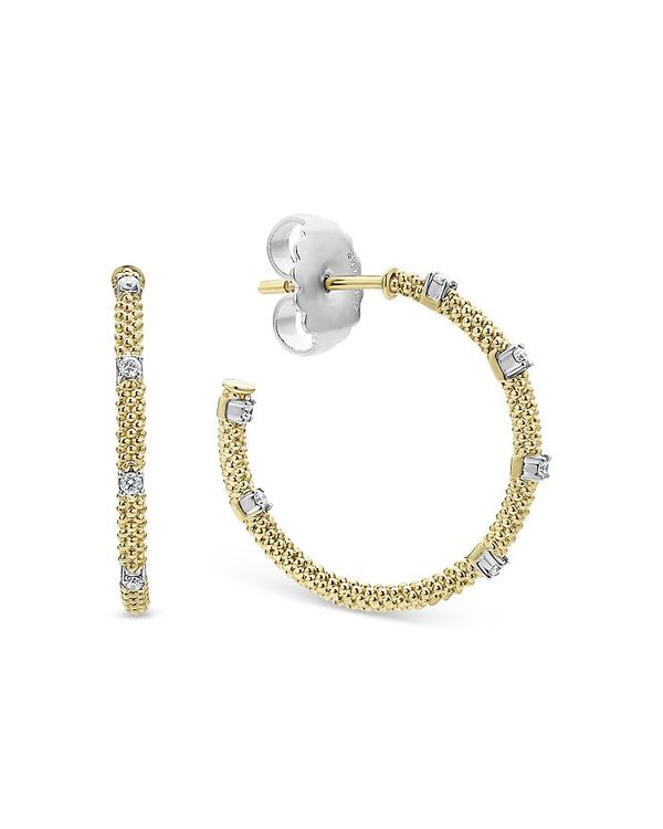 ラゴス レディース アクセサリー ピアス・イヤリング LAGOS 18K White & Yellow Gold Caviar Diamond Hoop Earrings Gold/White ホワイト