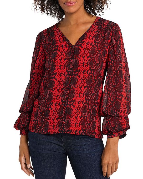 美しい ヴィンスカムート レディース シャツ トップス Snake Print Balloon Sleeve Top Ultra Red 最新情報 Www Chemo Commerce Com