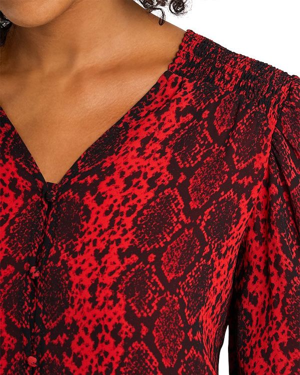 美しい ヴィンスカムート レディース シャツ トップス Snake Print Balloon Sleeve Top Ultra Red 最新情報 Www Chemo Commerce Com