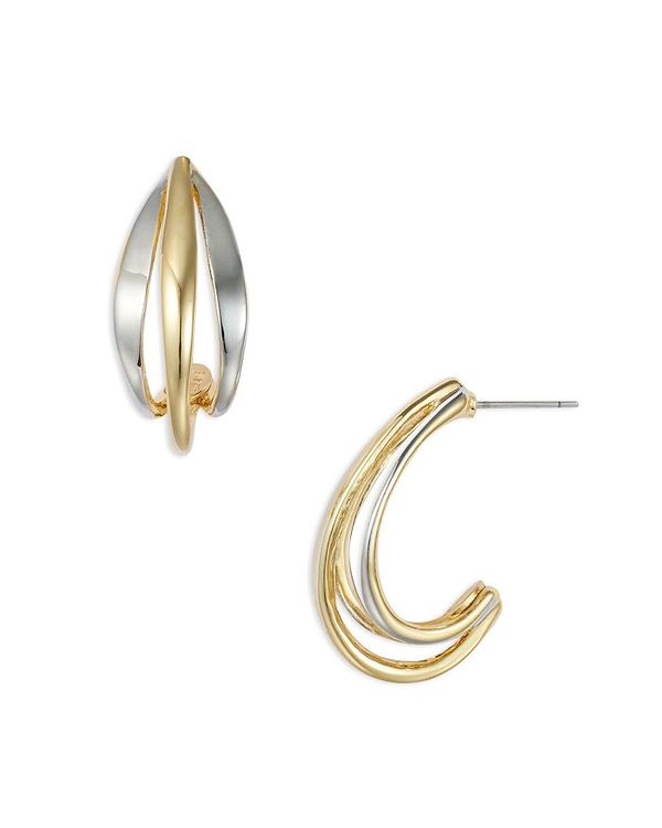 ケネスジェイレーン レディース アクセサリー ピアス・イヤリング Kenneth Jay Lane 18K Gold Plated Two Tone Half Hoop Earrings Silver/Gold ゴールド