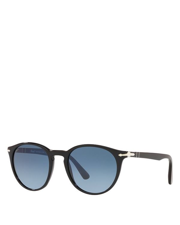 ペルソル レディース アクセサリー サングラス・アイウェア Persol Round Sunglasses 52mm Black/Blue Gradient ブラック