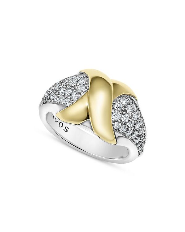 ラゴス レディース アクセサリー リング LAGOS 18K Yellow Gold & Sterling Silver Embrace Diamond Pave X Ring Silver/Gold ゴールド