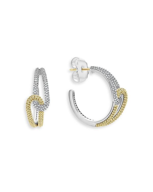 ラゴス レディース アクセサリー ピアス・イヤリング LAGOS 18K Yellow Gold & Sterling Silver Caviar Lux-Clip Diamond Hoop Earrings - 100% Exclusive Silver/Gold ゴールド