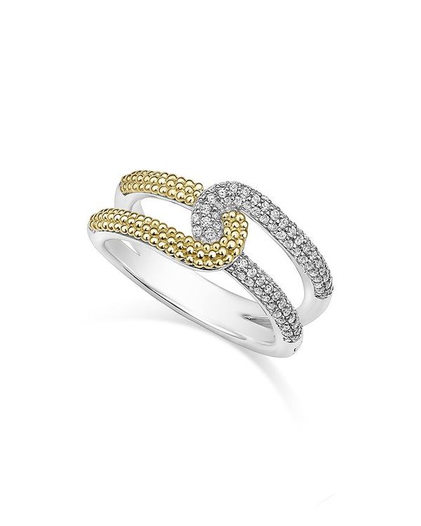 ラゴス レディース アクセサリー リング LAGOS 18K Yellow Gold & Sterling Silver Caviar Lux-Clip Diamond Statement Ring - 100% Exclusive Silver/Gold ゴールド|ReVida 店