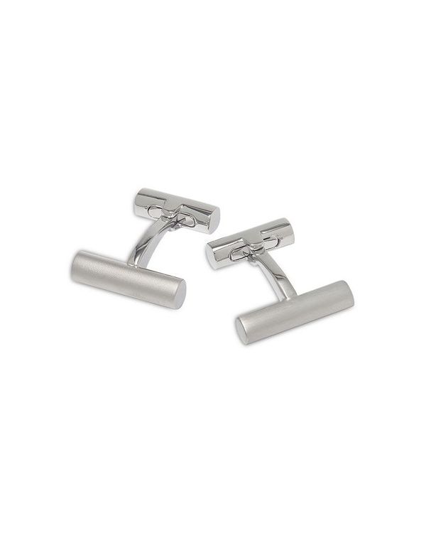 繋がり引き上げる メンズ 添え物 カフスリンク LINK UP Two Tone Rhodium Plated Bar Cufflinks Silver しろがね色