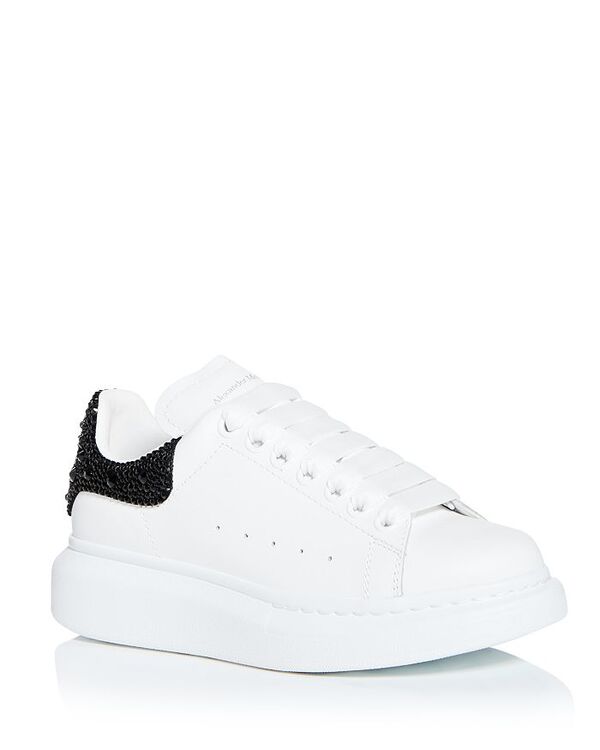 アレキサンダー・マックイーン レディース シューズ 踵 スニーカー Alexander McQUEEN Women\u0027s Oversized Crystal Embellished Heel Sneakers White/Black 白いこと