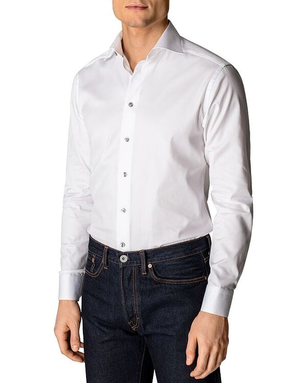 エトン メンズ トップス シャツ Eton Twill Contemporary Fit Dress Shirt White ホワイト｜ReVida 店