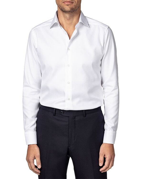 エトン メンズ トップス シャツ スリムフィット Eton Diagonal Weave Slim Fit Dress Shirt White ホワイト｜ReVida 店