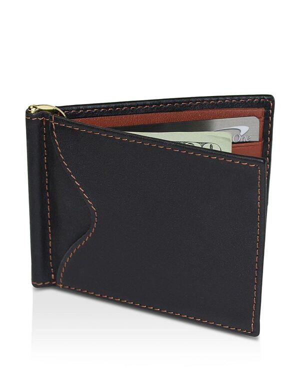 ロイス レディース アクセサリー 財布 レザー ROYCE New York Leather RFID-Blocking Money Clip Wallet Black/Tan ブラック