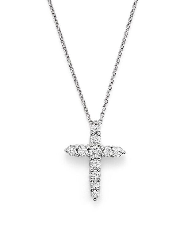 ロバートコイン レディース アクセサリー ネックレス・チョーカー・ペンダントトップ レース Roberto Coin 18K White Gold Cross Pendant Necklace with Diamonds 16\