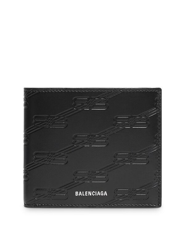 バレンシアガ レディース アクセサリー 財布 レザー Balenciaga Embossed Monogram Leather Folded Wallet Black ブラック