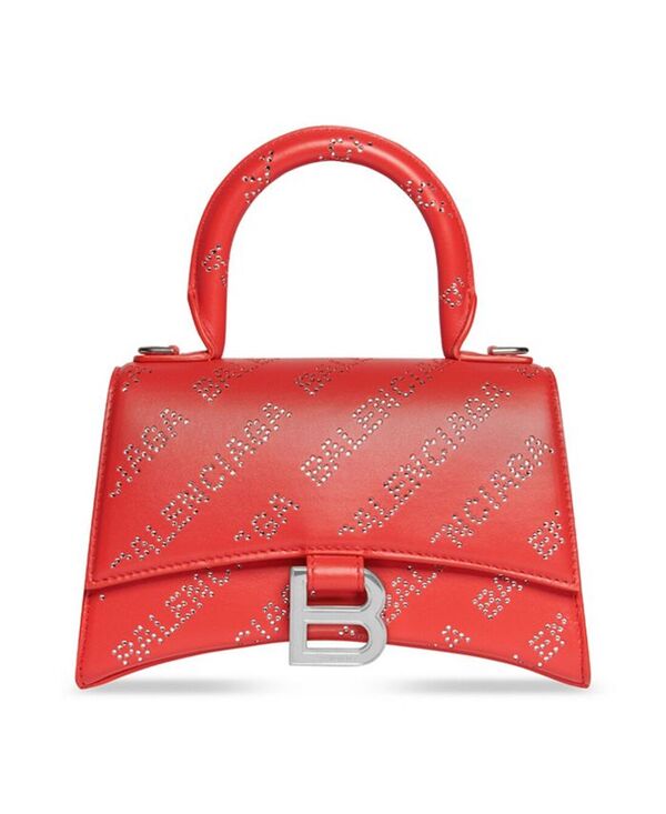 バレンシアガ レディース バッグ ハンドバッグ Balenciaga Hourglass XS Handbag with Rhinestones Red レッド