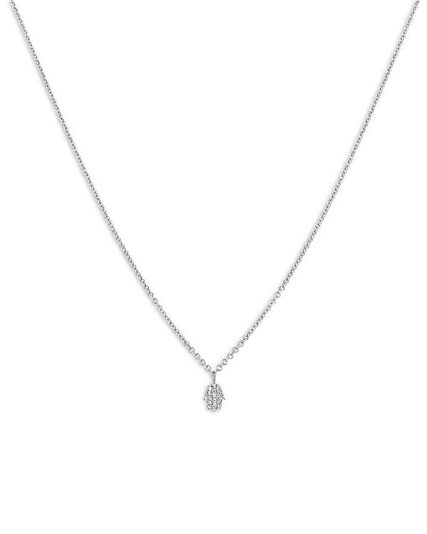 メイラティ レディース アクセサリー ネックレス・チョーカー・ペンダントトップ ミニ レース Meira T 14K White Gold Mini Diamond (0.04 ct. t.w.) Hamsa Hand Pendant Necklace 18\