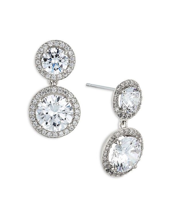 ナディール レディース アクセサリー ピアス・イヤリング Nadri Round Double Halo Drop Earrings in 18K Gold Plated or Rhodium Plated Silver シルバー