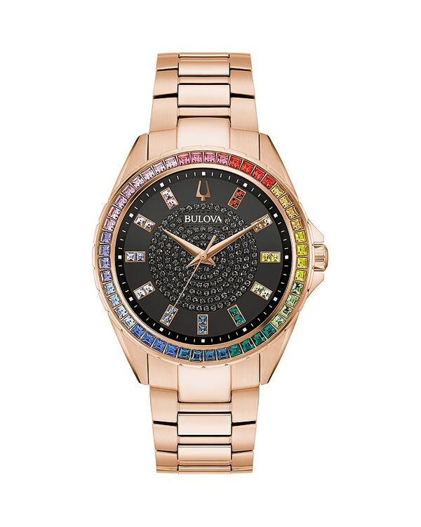 ブロバ レディース アクセサリー 腕時計 Bulova Crystal Phantom Watch 40mm Black/Rose Gold ブラック