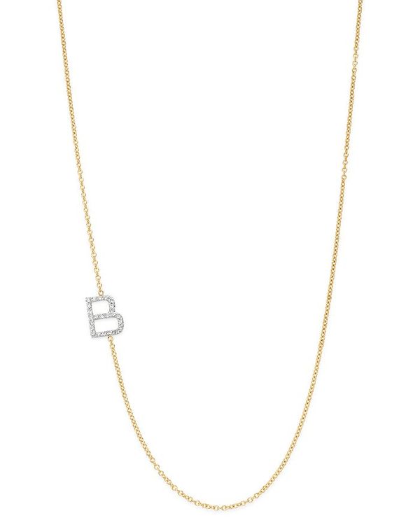 ゾエレフ レディース アクセサリー ネックレス・チョーカー・ペンダントトップ アシンメトリー レース Zoe Lev 14K Yellow Gold Diamond Asymmetric Initial Necklace 18\