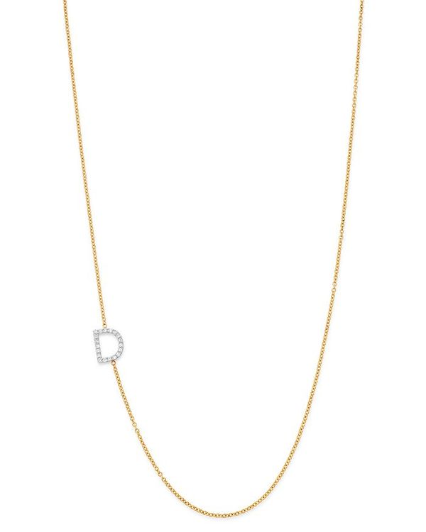 ゾエレフ レディース アクセサリー ネックレス・チョーカー・ペンダントトップ アシンメトリー レース Zoe Lev 14K Yellow Gold Diamond Asymmetric Initial Necklace 18\