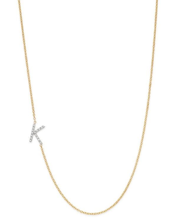 ゾエレフ レディース アクセサリー ネックレス・チョーカー・ペンダントトップ アシンメトリー レース Zoe Lev 14K Yellow Gold Diamond Asymmetric Initial Necklace 18\