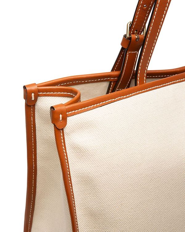 一流の品質 バリー レディース トートバッグ バッグ Calie Leather Trim Canvas Tote Natural 正規通販 Universusmedia Com