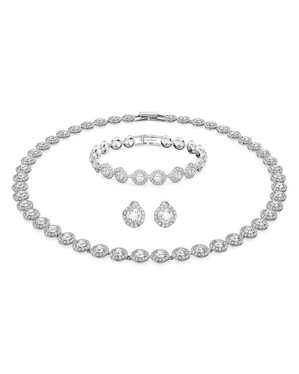 スワロフスキー レディース アクセサリー ネックレス・チョーカー・ペンダントトップ レース Swarovski Angelic Necklace Bracelet & Stud Earrings Set in Rhodium Plated Silver シルバー